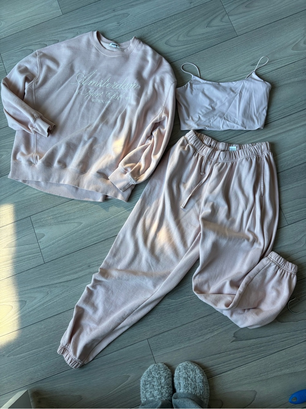 GARAGE Pink Loungewear Set - Bralette, Sweatshirt & Joggers